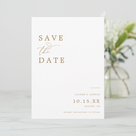 Elegant Gold Calligraphy Photo Wedding Save The Date (Staand voorkant)