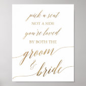 Elegant Gold Calligraphy Pick A Seat Sign Poster (Voorkant)