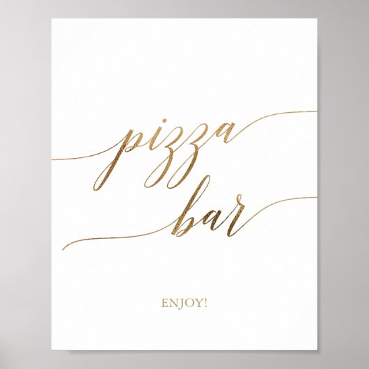 Elegant Gold Calligraphy Pizza Bar Sign. Poster (Voorkant)