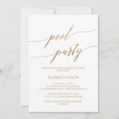 Elegant Gold Calligraphy Pool Birthday Kaart (Voorkant)