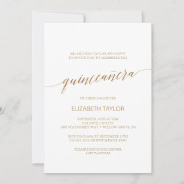 Elegant Gold Calligraphy Quinceañera Kaart