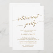 Elegant Gold Calligraphy Retirement Party Kaart (Voorkant / Achterkant)