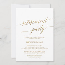 Elegant Gold Calligraphy Retirement Party Kaart