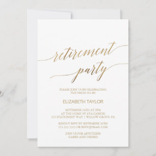 Elegant Gold Calligraphy Retirement Party Kaart
