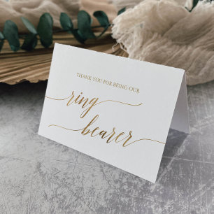 Elegant Gold Calligraphy Ring Bearer Bedankkaart