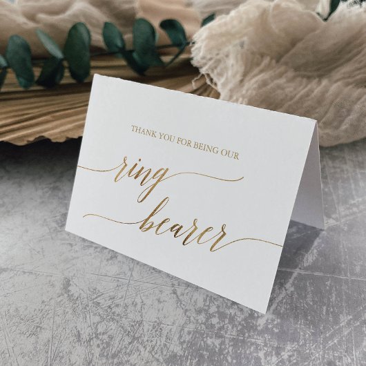 Elegant Gold Calligraphy Ring Bearer Bedankkaart