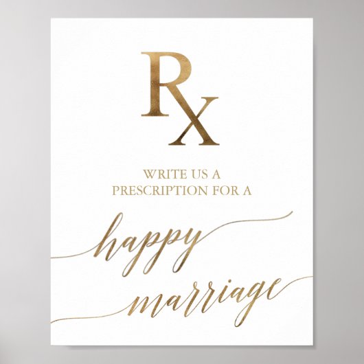Elegant Gold Calligraphy Rx Marriage Advice Poster (Voorkant)