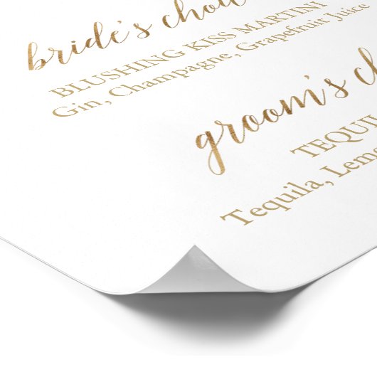 Elegant Gold Calligraphy Salud Drink Sign Poster (Hoek)