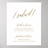 Elegant Gold Calligraphy Salud Drink Sign Poster (Voorkant)