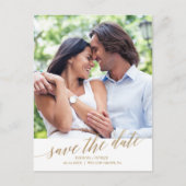Elegant Gold Calligraphy Save the Date Photo Aankondigingskaart (Voorkant)