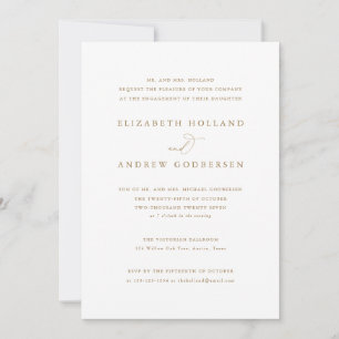 Elegant Gold Calligraphy Script Engagement Party Kaart