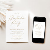 Elegant Gold Calligraphy Script Graduparty Kaart