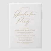 Elegant Gold Calligraphy Script Graduparty Vellum Uitnodigingen (Voorkant)