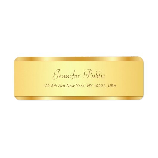 Elegant Gold Calligraphy Script Name Text Modern Etiket (Voorkant)