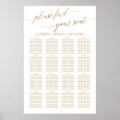 Elegant Gold Calligraphy Seating Chart Poster (Voorkant)