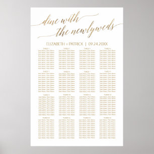 Elegant Gold Calligraphy Seating Chart Poster