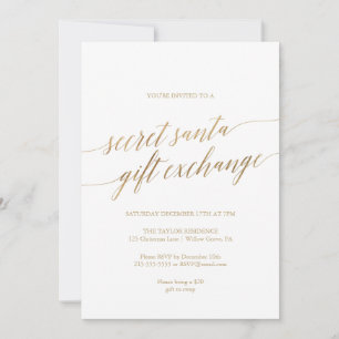 Elegant Gold Calligraphy Secret Santa Kaart