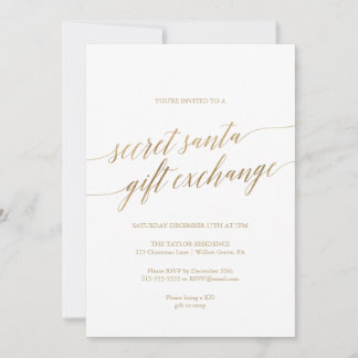 Elegant Gold Calligraphy Secret Santa Kaart