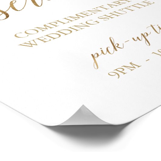 Elegant Gold Calligraphy Shuttle Service Sign Poster (Hoek)