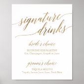 Elegant Gold Calligraphy Signature Drink Sign Poster (Voorkant)