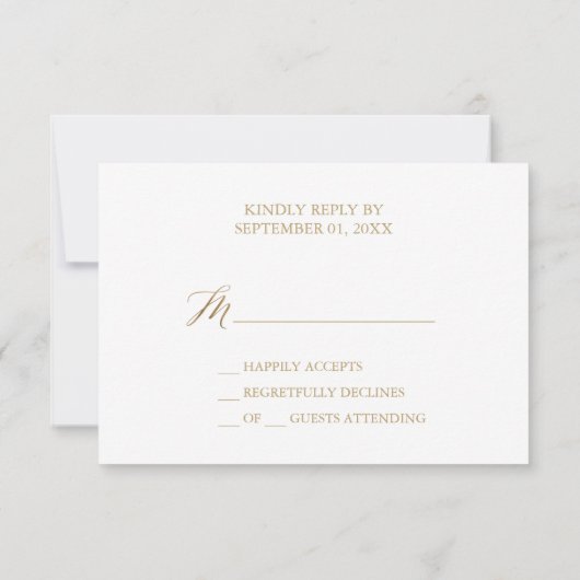 Elegant Gold Calligraphy Simple RSVP Card (Achterkant)