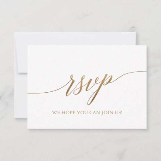 Elegant Gold Calligraphy Simple RSVP Card Kaartje (Voorkant)