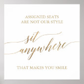 Elegant Gold Calligraphy Sit Anywhere Square Sign Poster (Voorkant)