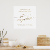 Elegant Gold Calligraphy Sit Anywhere Square Sign Poster (Keuken)