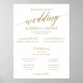 Elegant Gold Calligraphy Small Wedding Program Poster (Voorkant)