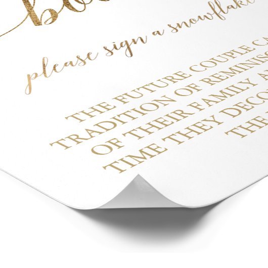 Elegant Gold Calligraphy Snowflake Guest Book Sign Poster (Hoek)