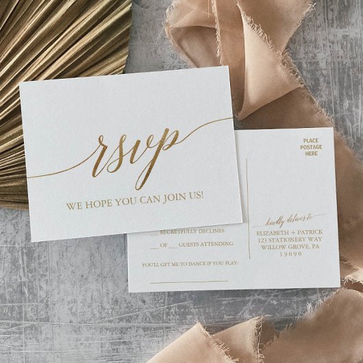 Elegant Gold Calligraphy Song heeft RSVP-Briefkaar Uitnodiging Briefkaart