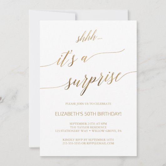 Elegant Gold Calligraphy Surprise Kaart (Voorkant)