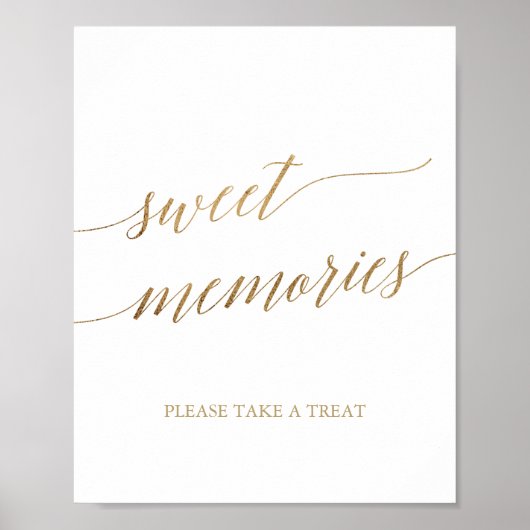 Elegant Gold Calligraphy Sweet Memories Sign Poster (Voorkant)