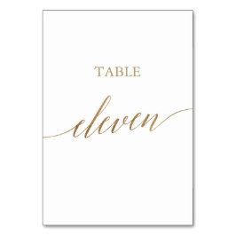 Elegant Gold Calligraphy Table Eleven Table Number Kaart