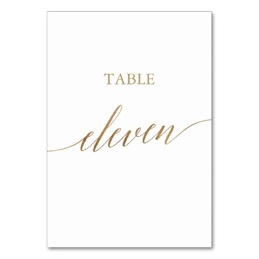 Elegant Gold Calligraphy Table Eleven Table Number Kaart (Voorkant)