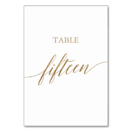 Elegant Gold Calligraphy Table Number 15 Kaart