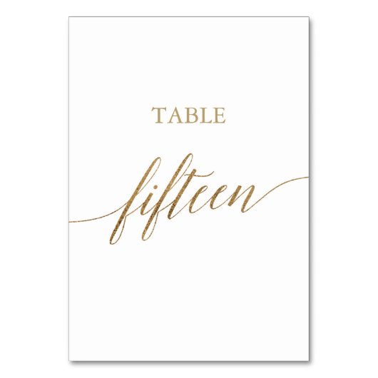 Elegant Gold Calligraphy Table Number 15 Kaart (Voorkant)