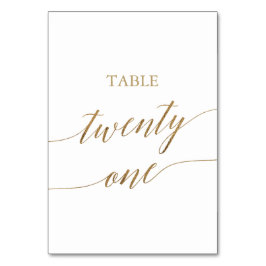 Elegant Gold Calligraphy Table Number 21 Kaart