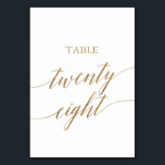 Elegant Gold Calligraphy Table Number 28 Kaart<br><div class="desc">Deze elegante goudkalligrafietabel is 28 tabelnummers perfect voor een eenvoudige bruiloft. Het neutrale ontwerp is voorzien van een minimalistische kaart met romantische en faux gouden folie-typografie. De prints op de voor- en achterzijde van de kaart (dubbelzijdig). Andere tabelnummers in het collectie worden afzonderlijk verkocht. Opmerking: dit ontwerp is niet voorzien...</div>