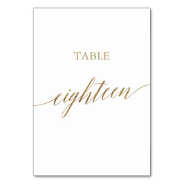 Elegant Gold Calligraphy Table Number achttien Kaart