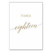 Elegant Gold Calligraphy Table Number achttien Kaart (Achterkant)