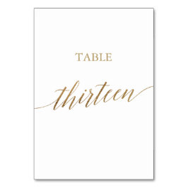 Elegant Gold Calligraphy Table Number Dertien Kaart