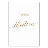 Elegant Gold Calligraphy Table Number Dertien Kaart (Achterkant)