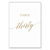 Elegant Gold Calligraphy Table Number Dertigal Kaart (Voorkant)