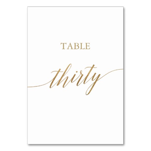 Elegant Gold Calligraphy Table Number Dertigal Kaart (Voorkant)