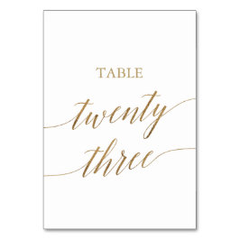 Elegant Gold Calligraphy Table Number Drieëntwinti Kaart