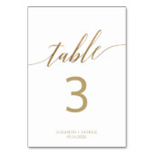 Elegant Gold Calligraphy Table Number Kaart (Voorkant)