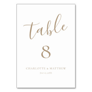 Elegant Gold Calligraphy Table Number Kaart