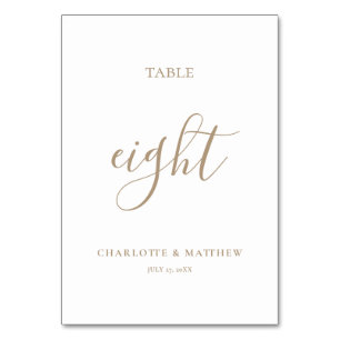 Elegant Gold Calligraphy Table Number Kaart