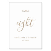 Elegant Gold Calligraphy Table Number Kaart (Achterkant)
